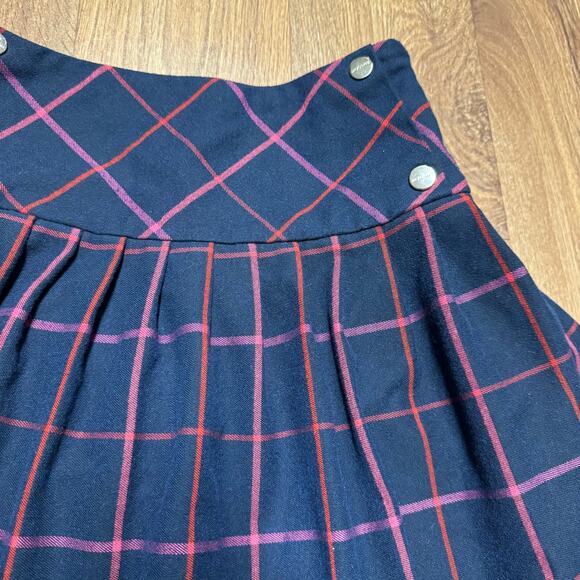 Jacadi Girls Tartan Pleated Skirt Navy Red Pink Plaid Buttons Size 12A/152CM - Picture 3 of 9